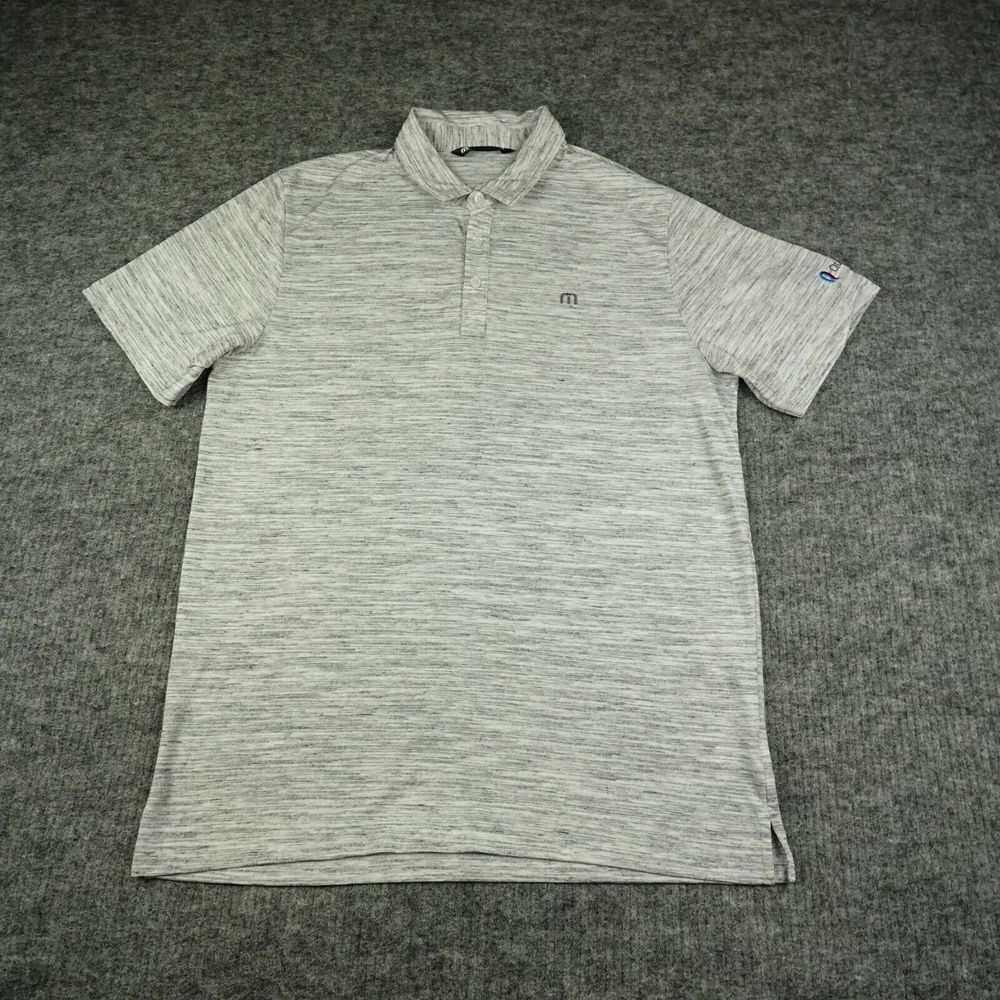 Travis Mathew Polo Shirt Mens Large Gray Heather Flying Tortilla Quick‎ Dry Golf
